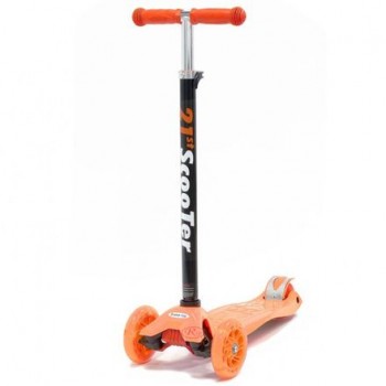 Trotineta 21st Scooter cu 3 roti si luminite, reglabila, pentru copii, portocaliu RESIGILIAT