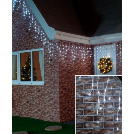 Instalatie Craciun 4 metri, 100 LED-uri tip turturi, franjuri, alb rece