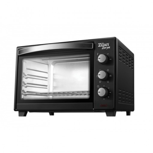 Cuptor electric cu ventilator Zilan ZLN-3727, 45L, 2000W, geam dublu, max 230 grade, temporizator 90 min, negru