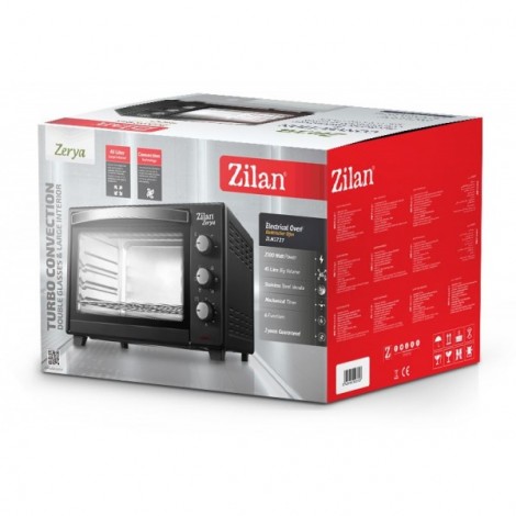 Cuptor electric cu ventilator Zilan ZLN-3727, 45L, 2000W, geam dublu, max 230 grade, temporizator 90 min, negru