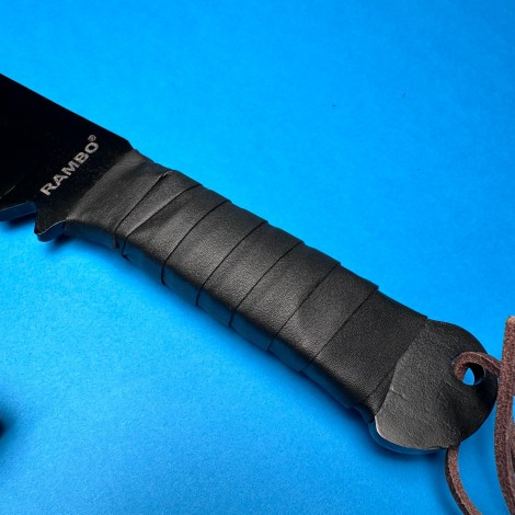 Set macelarie 3 piese, Cutit Maceta Rambo 44cm, lama otel inox, Toporisca coada lemn si Cutit transat