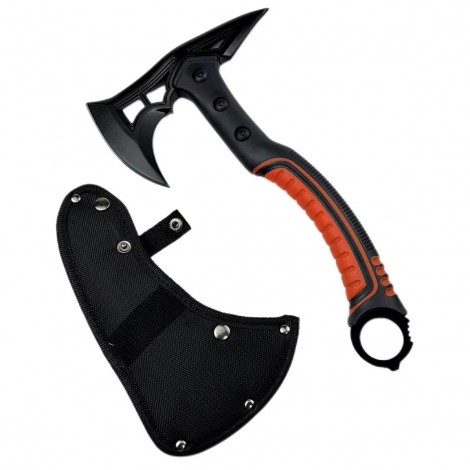 Set Toporas Camping Secure + Cuțit Aruncat Ninja – Multi-Functional, 31.5cm, Oțel Inoxidabil, Mâner Cauciucat