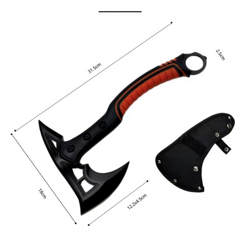 Set Toporas Camping Secure + Cuțit Aruncat Ninja – Multi-Functional, 31.5cm, Oțel Inoxidabil, Mâner Cauciucat