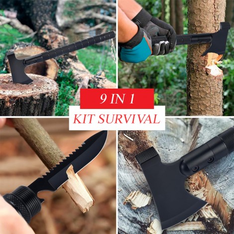 Toporas 9 in 1 Supraviețuire, Camping și Outdoor, 9 funcții esențiale