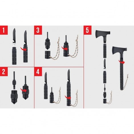 Toporas 9 in 1 Supraviețuire, Camping și Outdoor, 9 funcții esențiale