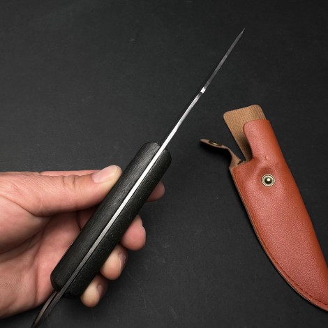 Cutit camping și drumetie 23cm, lama otel inox, maner lemn negru, teaca lama, CB014 cadou barbati FR19