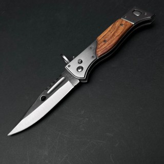 Cutit briceag camping și drumetie 27cm, lama otel inox, maner lemn maro AK, CB020 cadou barbati