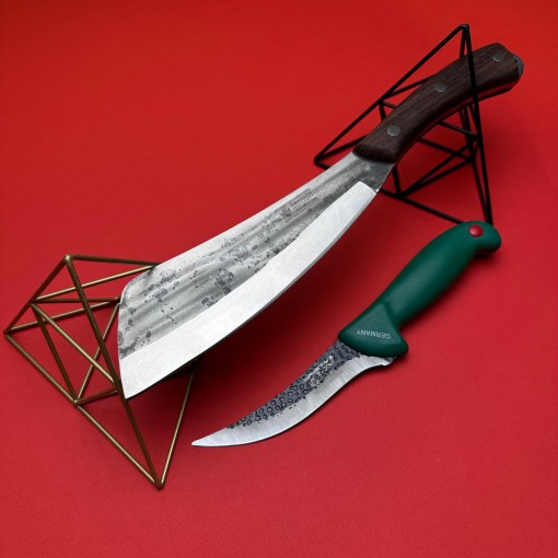 Cutit fier forjat tip Maceta Gama Vanator 36cm, maner lemn + Cadou Cutit transat 26cm, mctg4 av4