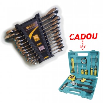 Set 12 chei fixe duble cu cap inelar 8-22 mm + cadou Trusa de scule 11 piese, TRSCH