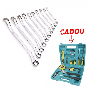 Set 12 chei duble cu cap inelar cotit 6-32 mm + cadou Trusa de scule 11 piese, TRSCH