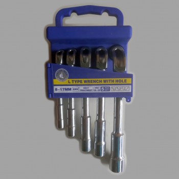 Set 5 chei tubulare tip L cu gaura, 8-17mm, Cr-V TRSCH Set 5 chei tubulare tip L cu gaura, 8-17mm, Cr-V TRSCH
