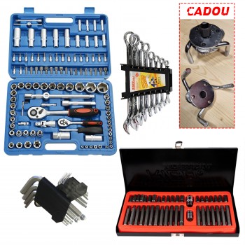 Set Trusa 108piese biti si chei tubulare, 8 chei fixe combinate, 41 biti hex, 9 imbus HEX + cadou: Cheie filtru ulei 65-110mm TRSCH Set Trusa 108piese biti si chei tubulare, 8 chei fixe combinate, 41 biti hex, 9 imbus HEX + cadou: Cheie filtru ulei 65-110mm TRSCH