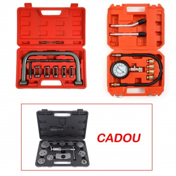 Set service auto, 3 produse: trusa supape 10 piese, tester compresie 8 piese + Cadou: separatoare etriere 12 piese Set service auto, 3 produse: trusa supape 10 piese, tester compresie 8 piese + Cadou: separatoare etriere 12 piese