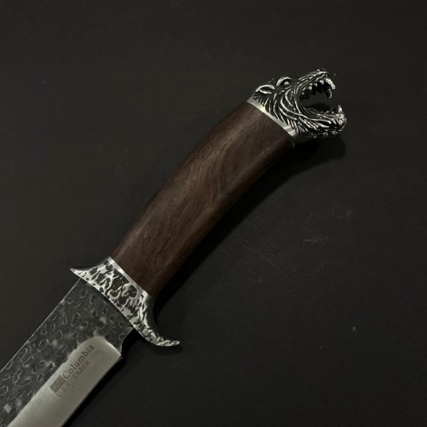 Cutit camping Bowie Columbia Saber 33cm, lama fier forjat, maner lemn maro, husa, COL-SB33 Cutit camping Bowie Columbia Saber 33cm, lama fier forjat, maner lemn maro, husa, COL-SB33