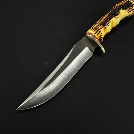 Cutit camping Rustic 23cm, lama tais dublu otel inox, maner corn cerb, husa, CUT-RST23CB