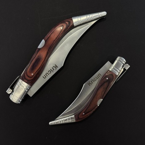 Set HOBBY briceag camping, 2 piese, lama otel inox, Bandolera, KRIC