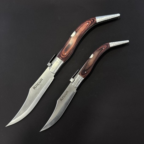 Set HOBBY briceag camping, 2 piese, lama otel inox, Bandolera, KRIC
