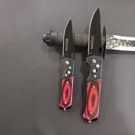 Set hobby 3 piese, Cutit macelarie fier forjat i9FF si 2 Briceage Columbia cu lama otel inox