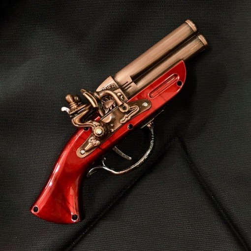 Brichetă decorativă pistol 1800 – formă realistă, reincarcabila, cupru-rosu, BRI-1800P