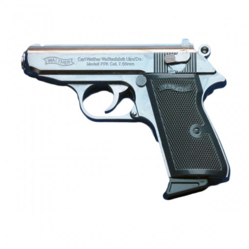 Brichetă decorativă pistol Walther PPK, reincarcabila, argintiu-bronz, BRI-PPKMTL