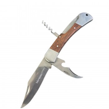 Briceag multifuncțional camping 22cm, 3 in 1 funcții integrate, maro, BRC-MULTI22