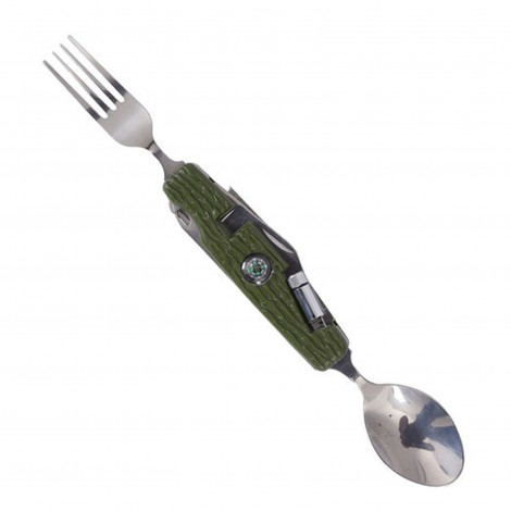 Briceag multifuncțional camping 12cm, 8 in 1 funcții integrate, verde, BRC-MULTI12