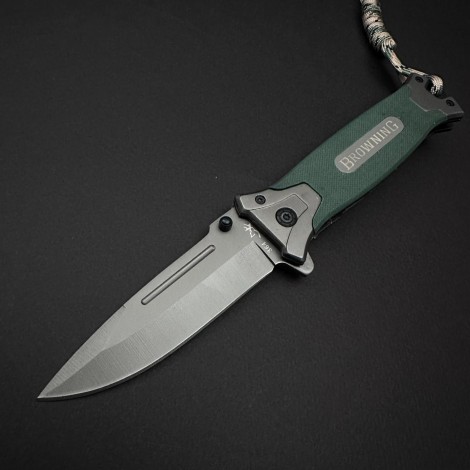 Cutit camping tip Briceag Browning 364 23cm, lama otel inox, maner metal+abs, verde