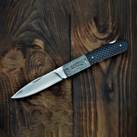 Briceag camping Panther 23cm, lamă oțel inoxidabil, mâner texturat negru cu inserție gravată, husă, BRC-GR23