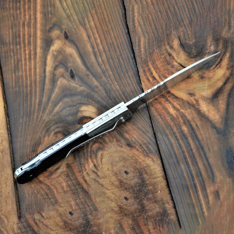 Briceag camping Panther 23cm, lamă oțel inoxidabil, mâner texturat negru cu inserție gravată, husă, BRC-GR23