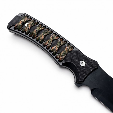 Cutit camping AJ 30cm, lama 15cm otel inox, varf tais dublu, negru FR19