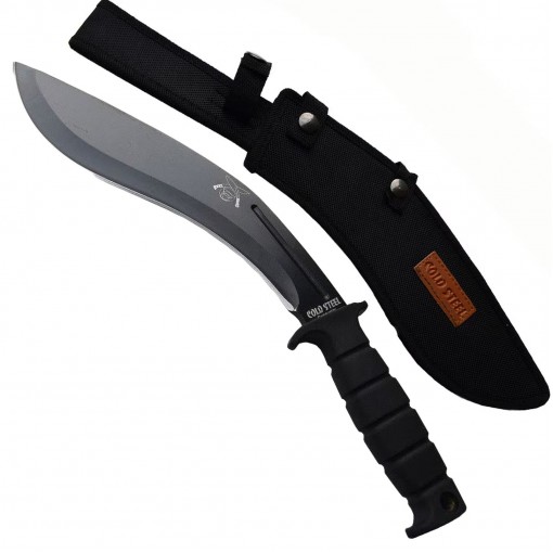 Maceta camping ColdSteel Kukri 40cm MAC-CS40B, lama otel inoxidabil, maner abs, cu husa textila, negru, sabie FRS10