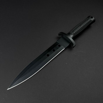 Cutit camping black 33cm, lama otel inox dublu tais, maner abs, negru FR19