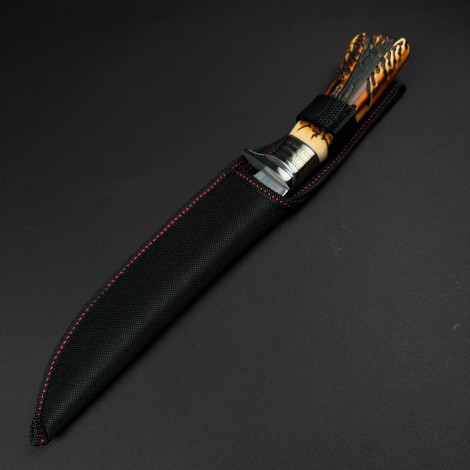 Cuțit camping tip dagger KG-DG17C 32cm, lama otel inox, maner lemn cerb, teacă inclusa FR18