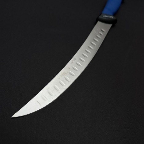 Cutit macelarie dezosat 38cm, lama cu caneluri otel inox 1/2FLEX, maner silicon albastru CMDS38AC-OI