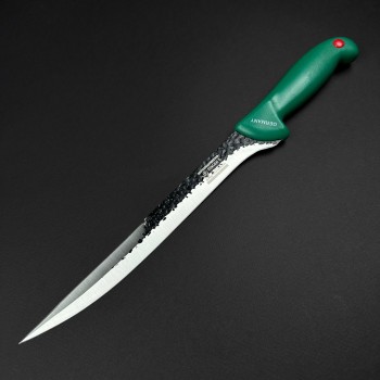 Cutit macelarie injunghiat 38cm, lama cu varf tais dublu fier forjat, verde CMI38VVD-FF