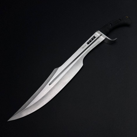 Maceta camping Spartan 60cm MAC-C60SS, lama otel inoxidabil, maner abs, cu husa textila, black, sabie FRS10