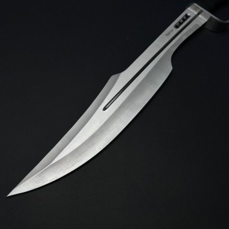 Maceta camping Spartan 60cm MAC-C60SS, lama otel inoxidabil, maner abs, cu husa textila, black, sabie FRS10