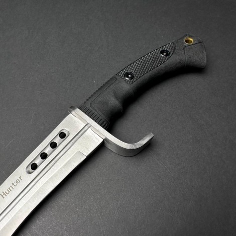 Maceta camping Spartan 60cm MAC-C60SS, lama otel inoxidabil, maner abs, cu husa textila, black, sabie FRS10