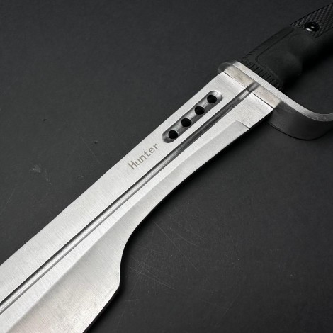 Maceta camping Spartan 60cm MAC-C60SS, lama otel inoxidabil, maner abs, cu husa textila, black, sabie FRS10