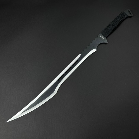 Sabie camping 67cm SB-C67D, lama dublu tais otel inoxidabil, maner paracord, cu husa textila, black + Cadou kunai 22cm FRS10