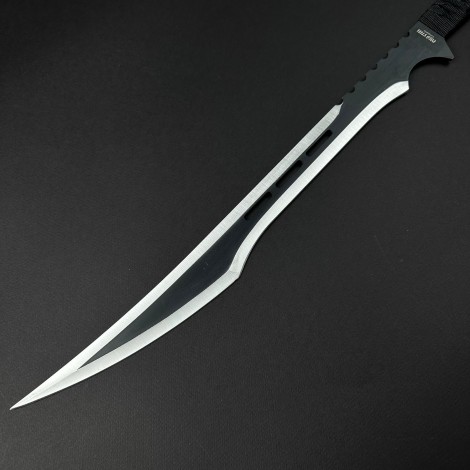 Sabie camping 67cm SB-C67D, lama dublu tais otel inoxidabil, maner paracord, cu husa textila, black + Cadou kunai 22cm FRS10