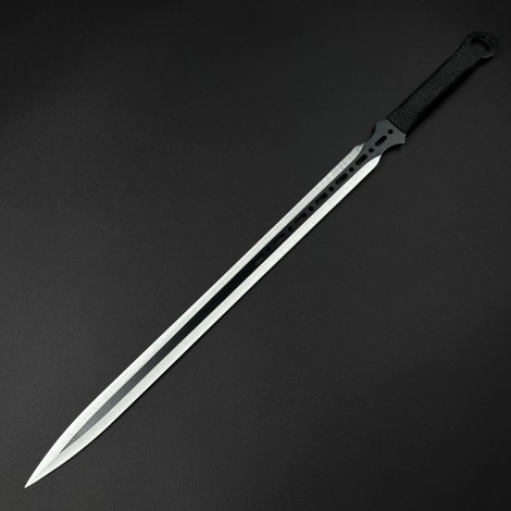 Sabie camping 67cm SB-C67DS, lama dublu tais otel inoxidabil, maner paracord, cu husa textila FR17 + Cadou kunai 22cm FRS10