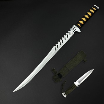 Sabie camping 70cm SB-C70D, lama dublu tais otel inoxidabil, maner paracord, cu husa textila FR17 + Cadou kunai 22cm FRS10