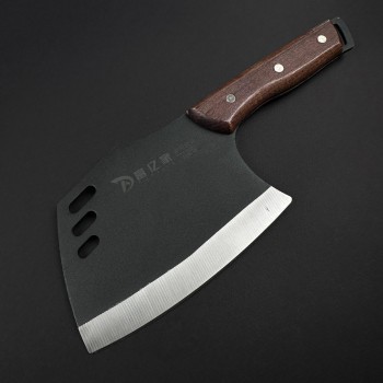 Cutit macelarie tip satar IZ 30cm, lama 17x11cm fier forjat, maner lemn maro