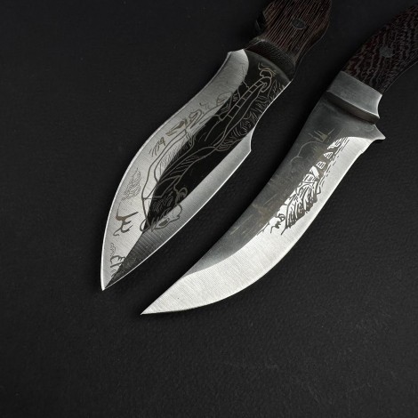 Set hobby 3 cutite 25-27 cm, lama otel inox gravata, teaca piele, maner lemn