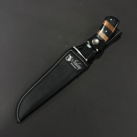 Cuțit camping tip dagger Columbia SA77 30 cm, lama varf dublu otel inox, maner lemn, teacă inclusa, COL-30SA77