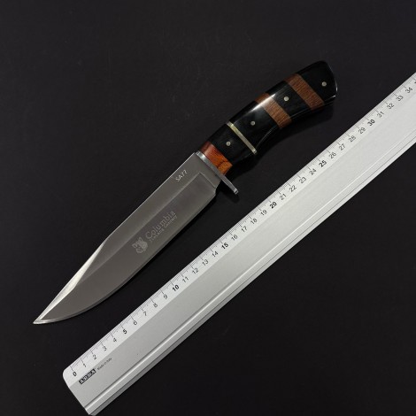 Cuțit camping tip dagger Columbia SA77 30 cm, lama varf dublu otel inox, maner lemn, teacă inclusa, COL-30SA77