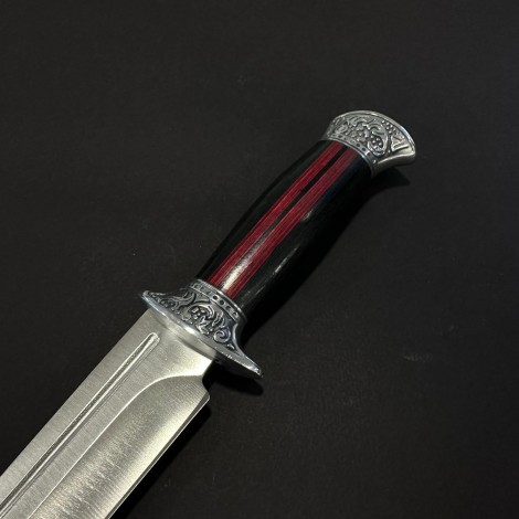 Cuțit camping tip dagger 31 cm, lama otel inox, maner lemn, teacă inclusa, CUT-FIX31