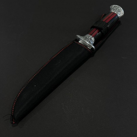 Cuțit camping tip dagger 31 cm, lama otel inox, maner lemn, teacă inclusa, CUT-FIX31