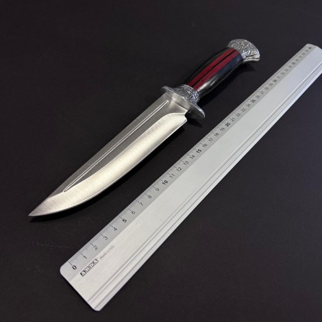 Cuțit camping tip dagger 31 cm, lama otel inox, maner lemn, teacă inclusa, CUT-FIX31